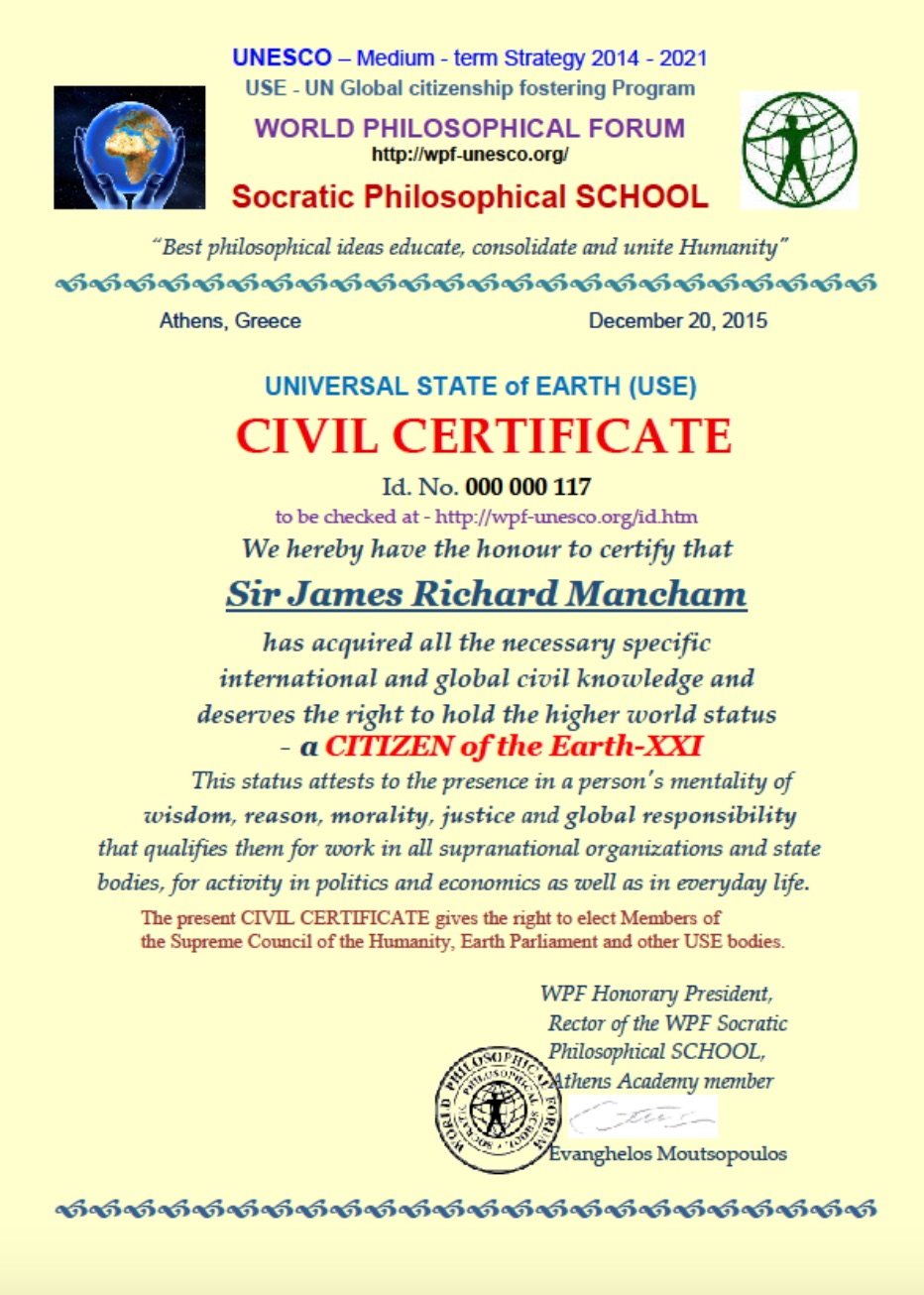 Mancham's Certificate Mancham's Certificate