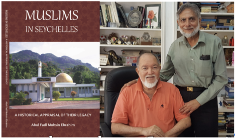Cover of the book (left) and Sir James with Abul Fadl Mohsin Ebrahim (standing) Cover of the book (left) and Sir James with Abul Fadl Mohsin Ebrahim (standing)
