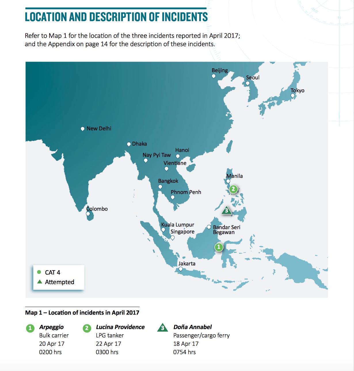 Location and Description of Incidents Map - ReCAAP ISC