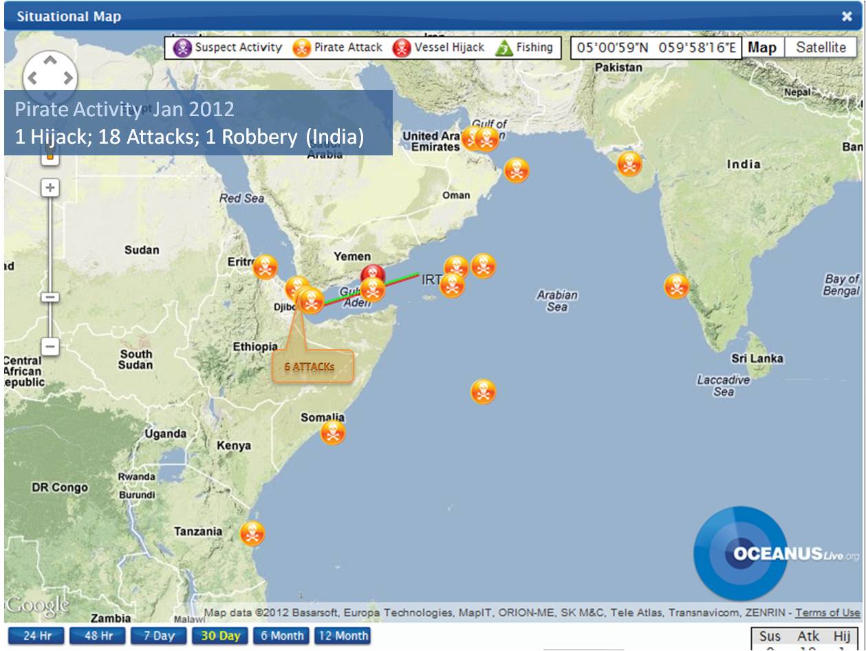 Situational Map of Attacks in HoA/IOR Jan 2012 Situational Map of Attacks