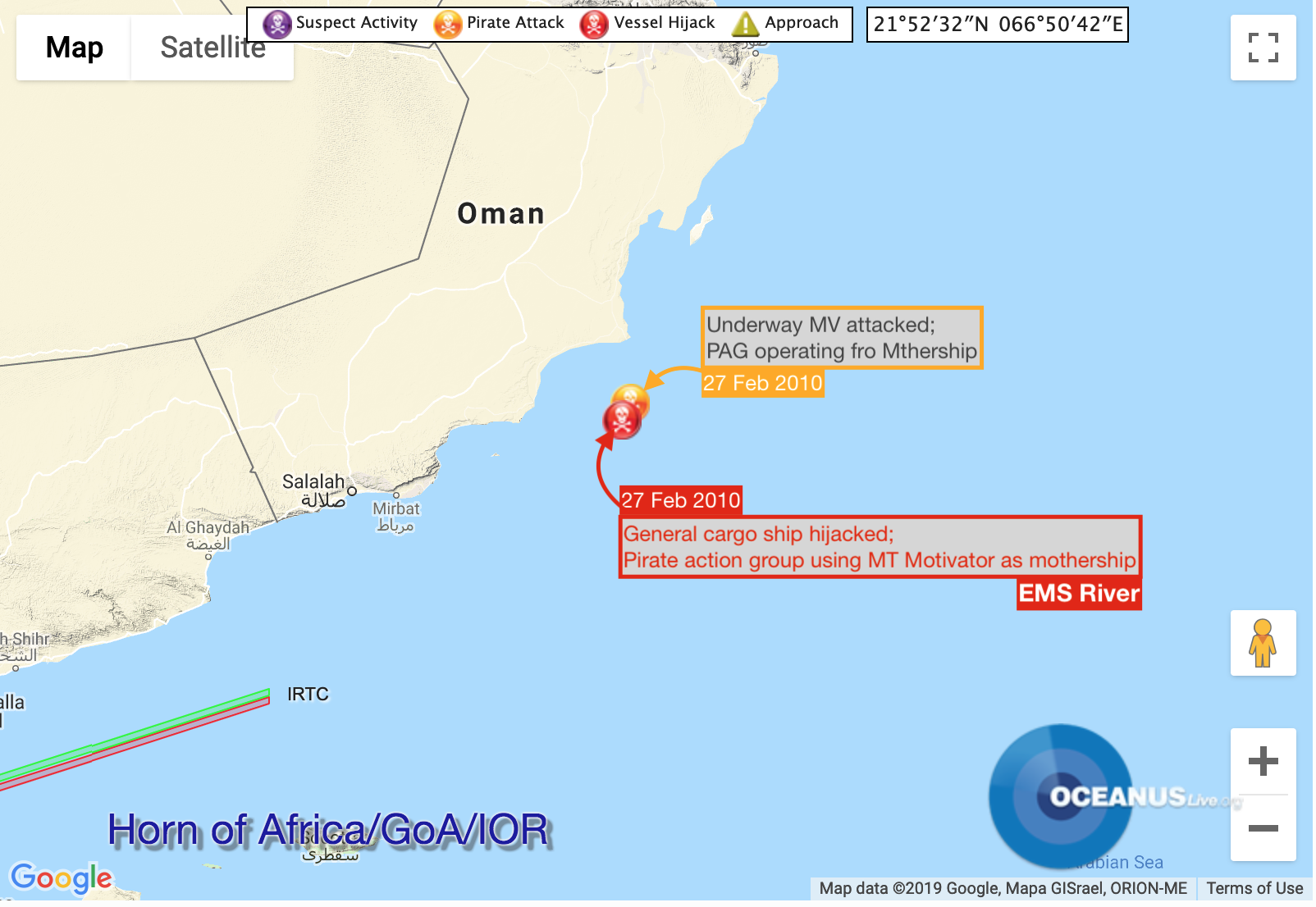 EMS River Hijacked. Image: OCEANUSLive EMS River Hijacked. Image: OCEANUSLive