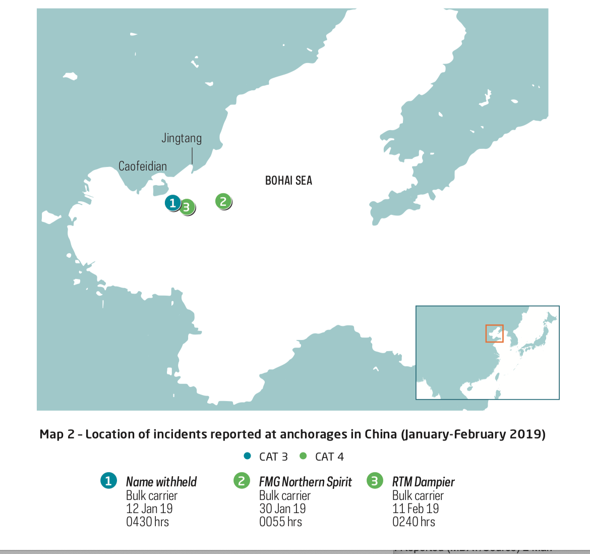 Incidents at Anchorage in China. Image: ReCAAP ISC
