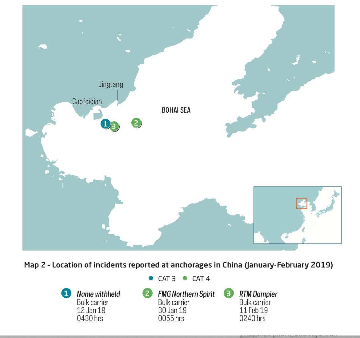 Incidents at Anchorage in China. Image: ReCAAP ISC Incidents at Anchorage in China. Image: ReCAAP ISC