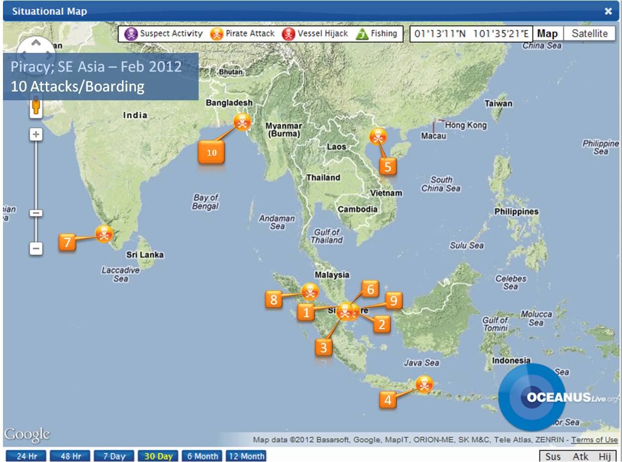 SE Asia Piracy Incidents SE Asia