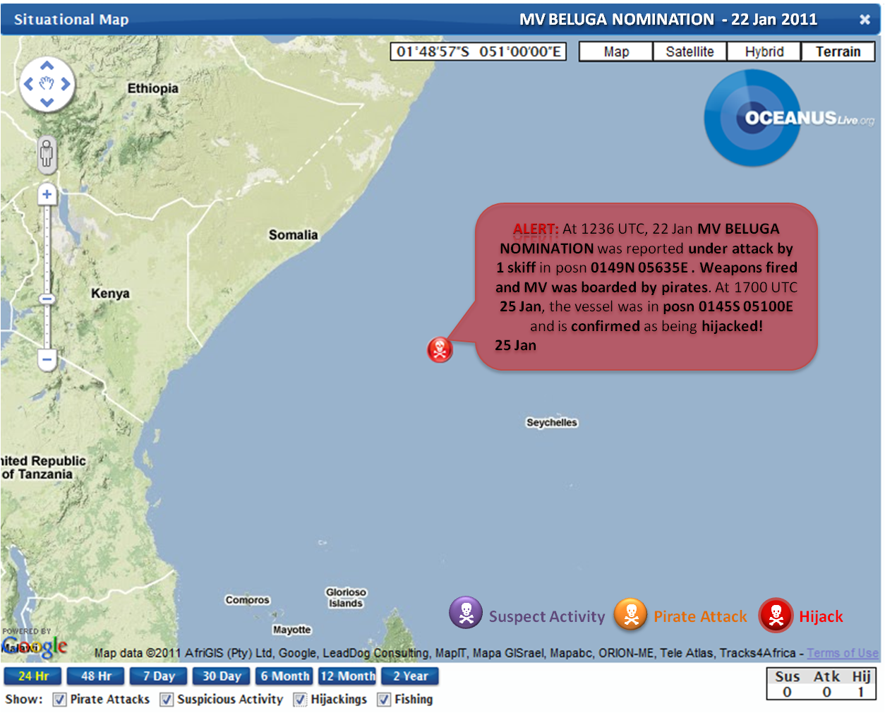 Beluga Nomination Hijack Map