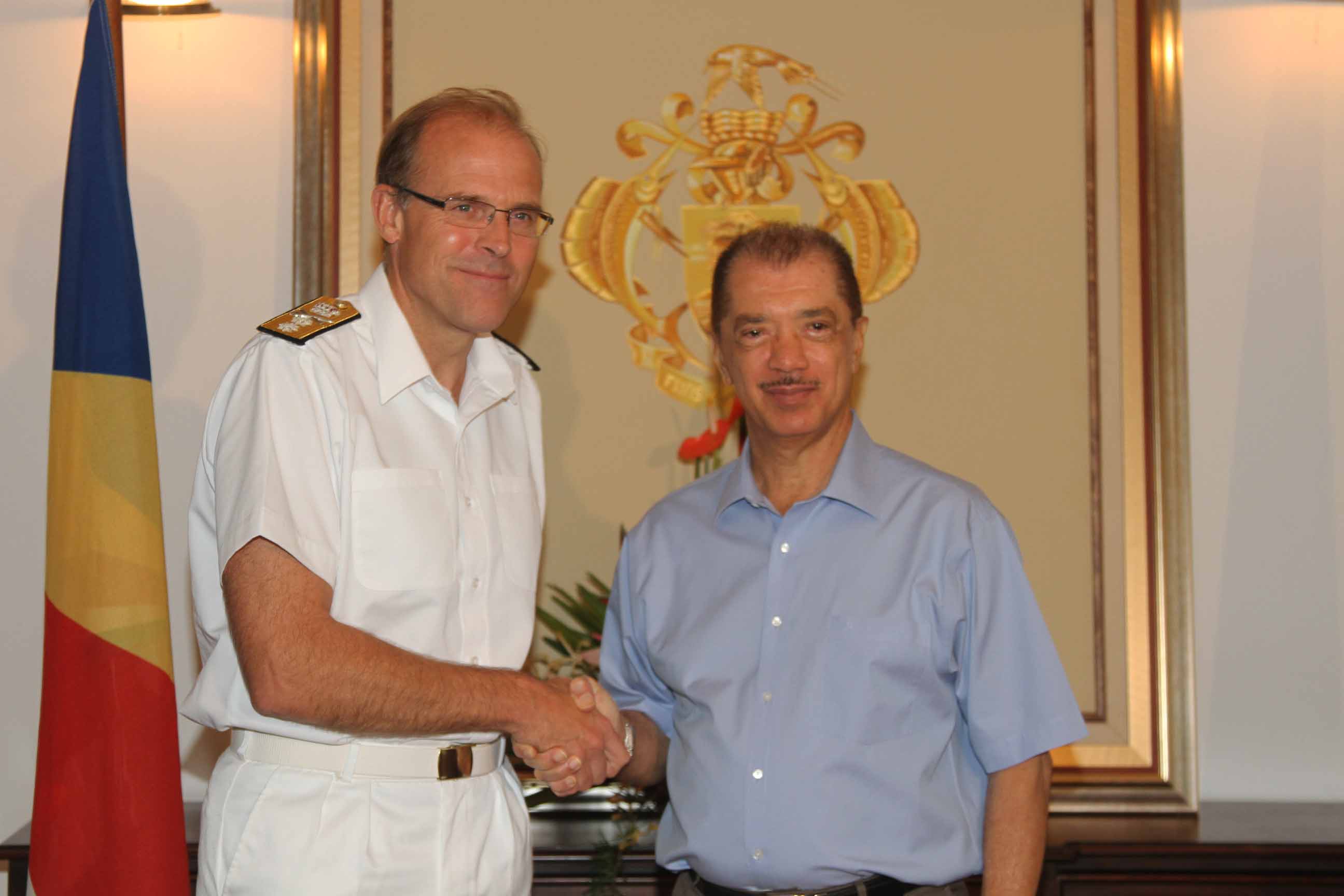 EUNAVFOR Op Cdr Meets Seychelles President EUNAVFOR Op Cdr, Rear Admiral Potts Meets President James Michel