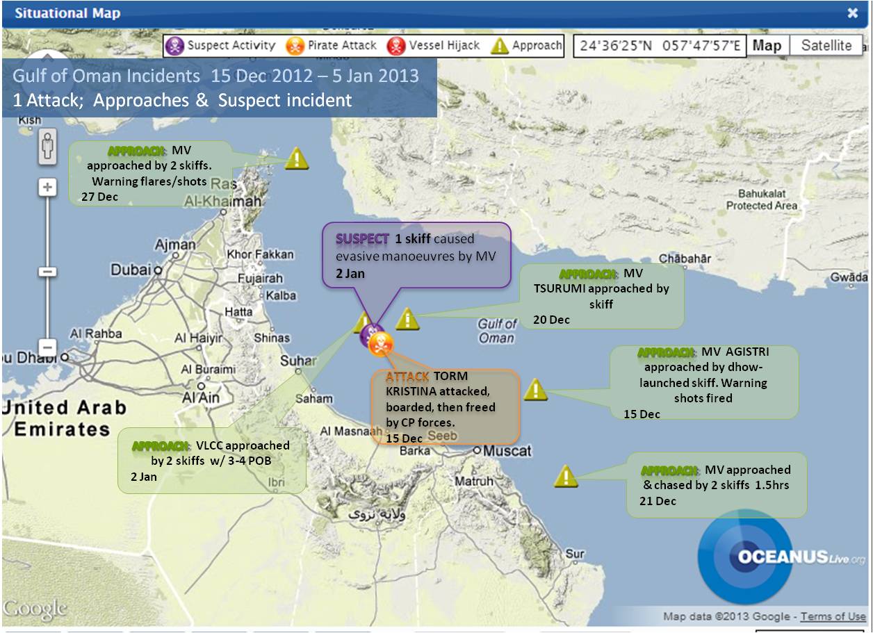 Gulf of Oman Incidents Dec - Jan
