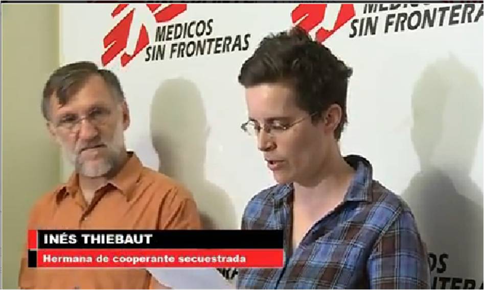 MSF Spain President with Ines Thiebaut, Sister of Blanca