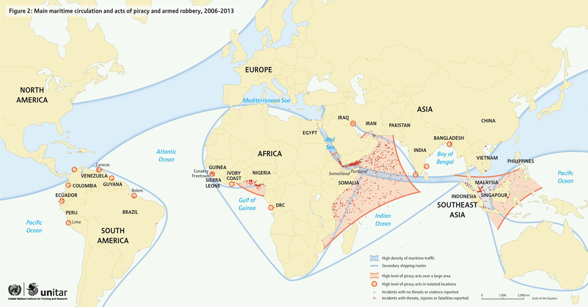 Maritime Circulation & Acts of Piracy and Armed robbery 2006-2013 Image: UNITAR Maritime Circulation & Acts of Piracy and Armed robbery 2006-2013 Image: UNITAR