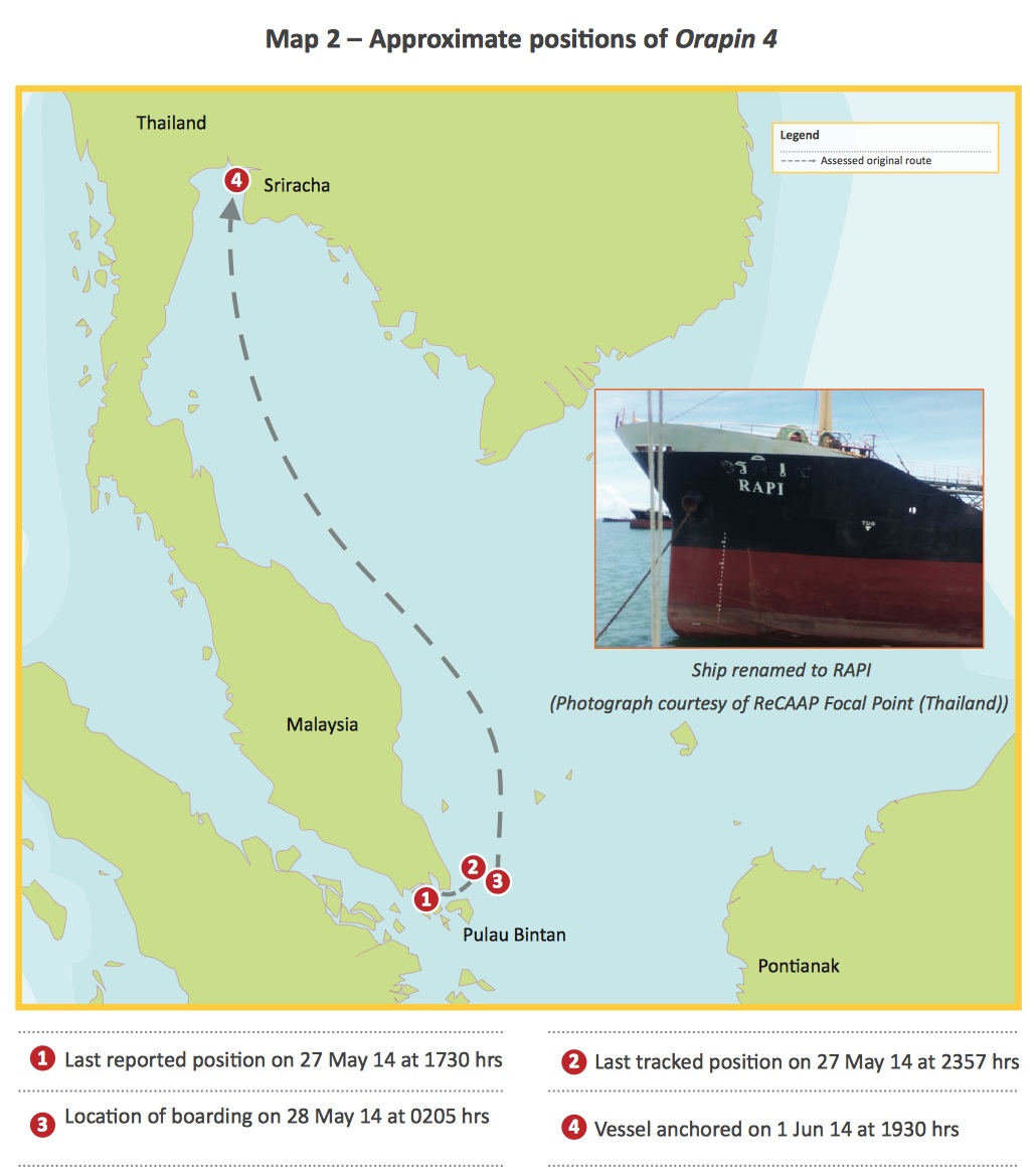 Orapin 4 case study - ship positions Map: ReCAAP Orapin 4 case study - ship positions Map: ReCAAP