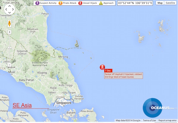 Tanker boarded, Crew member died Map via OCEANUSLive Tanker boarded, Crew member died Map via OCEANUSLive
