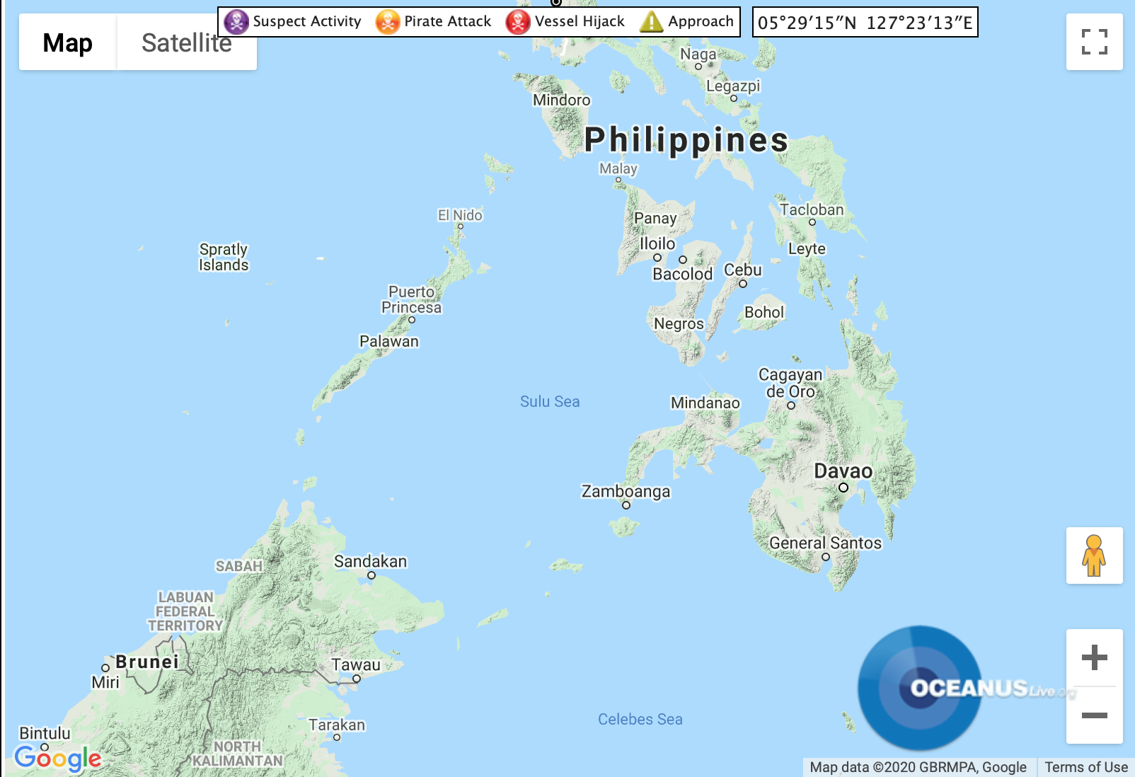 Sulu Sea Map by OCEANUSLive Sulu Sea Map by OCEANUSLive