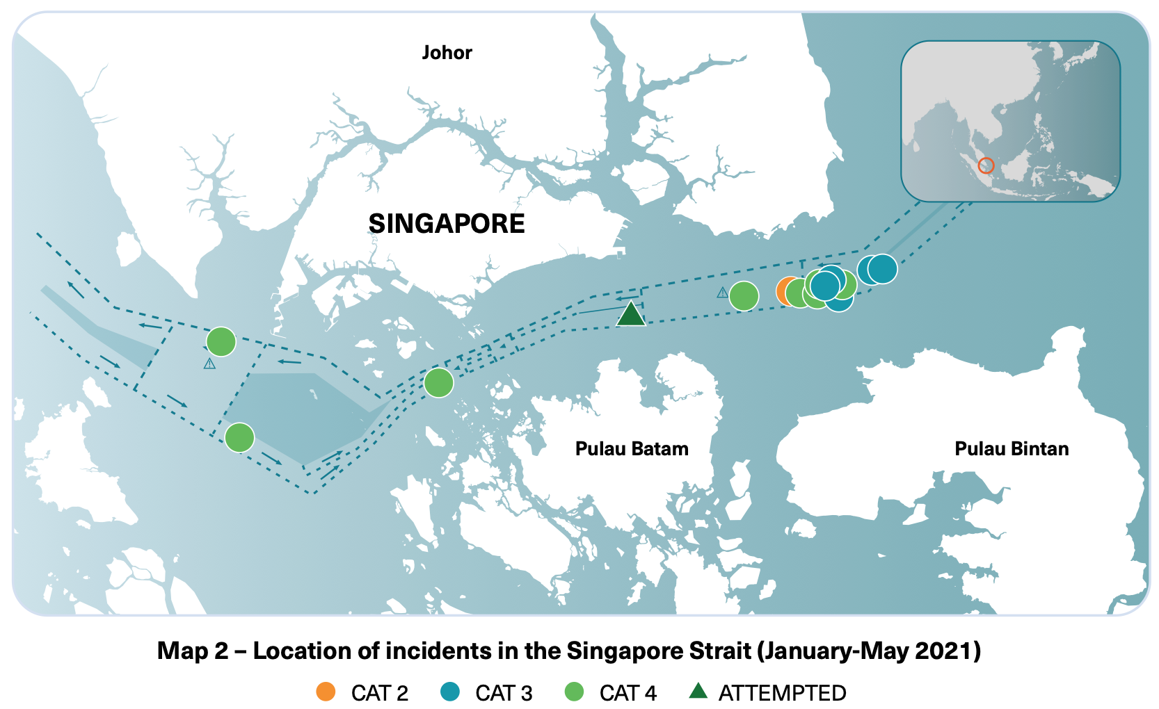 Map 2 - Location of Incidents in Singpore Strait - ReCAAP ISC Location of Incidents in Singapore Strait - ReCAAP ISC