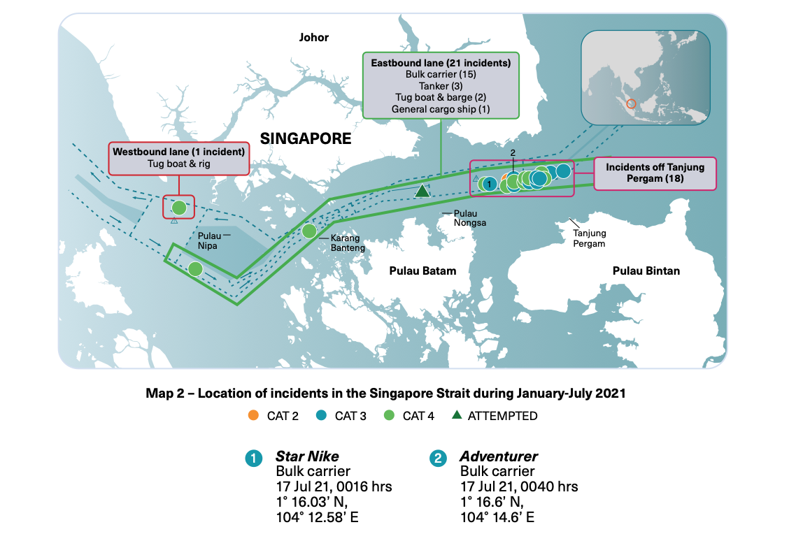 Location of Incidents Singapore Strait Location of Incidents Singapore Strait. Image Credit: ReCAAP ISC