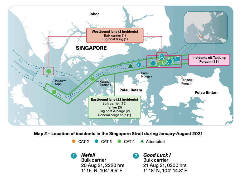 Incidents in Singapore Strait - Image courtesy of ReCAAP ISC Incidents in Singapore Strait
